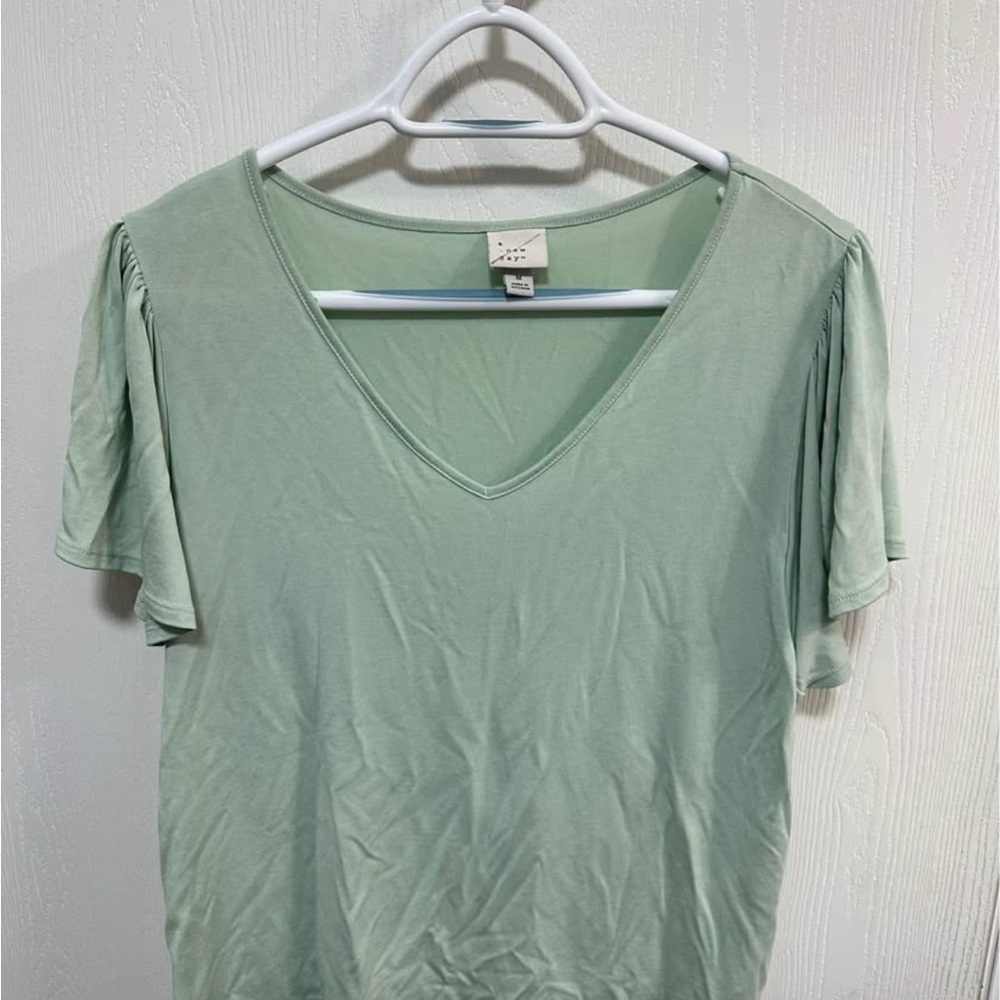 Mint Green V-Neck Women's Top
